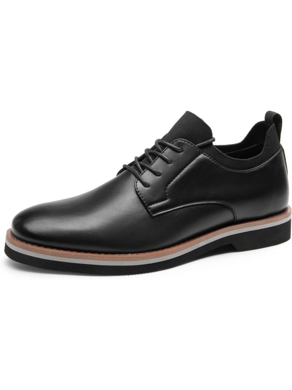 Men's Black Comfortable Lace Up Faux Leather Lightweight Oxford Dress Shoes